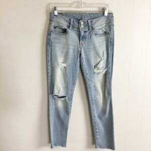 American Eagle Skinny Crop Stretch Jeans Light Blue Size 4